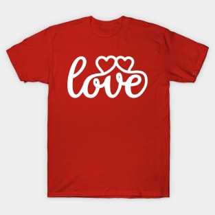 Valentines day two white hearts love quote T-Shirt